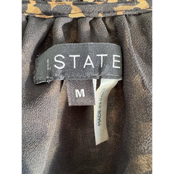 3 for $9 State 1 Leopard Print lined chiffon ruffle sleeve top M - Picture 3 of 8